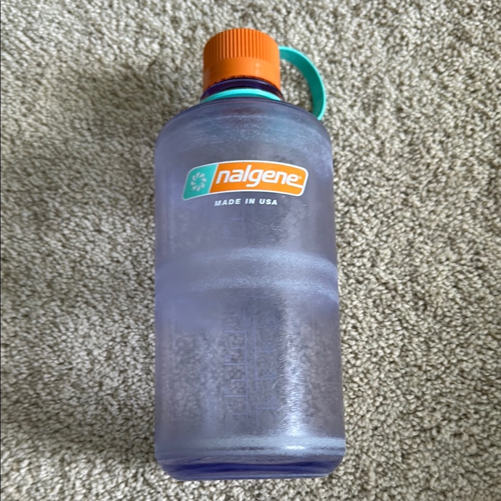 Nalgene purple small mouth Water Bottle with Orange Cap 1L / 32 ounces